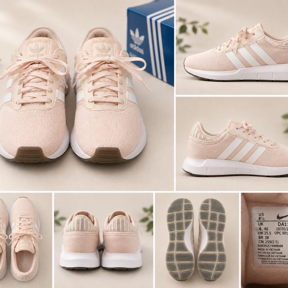 Adidas Swift Run Women’s Size 8 Pink Blush Knit Running Shoes Sneakers